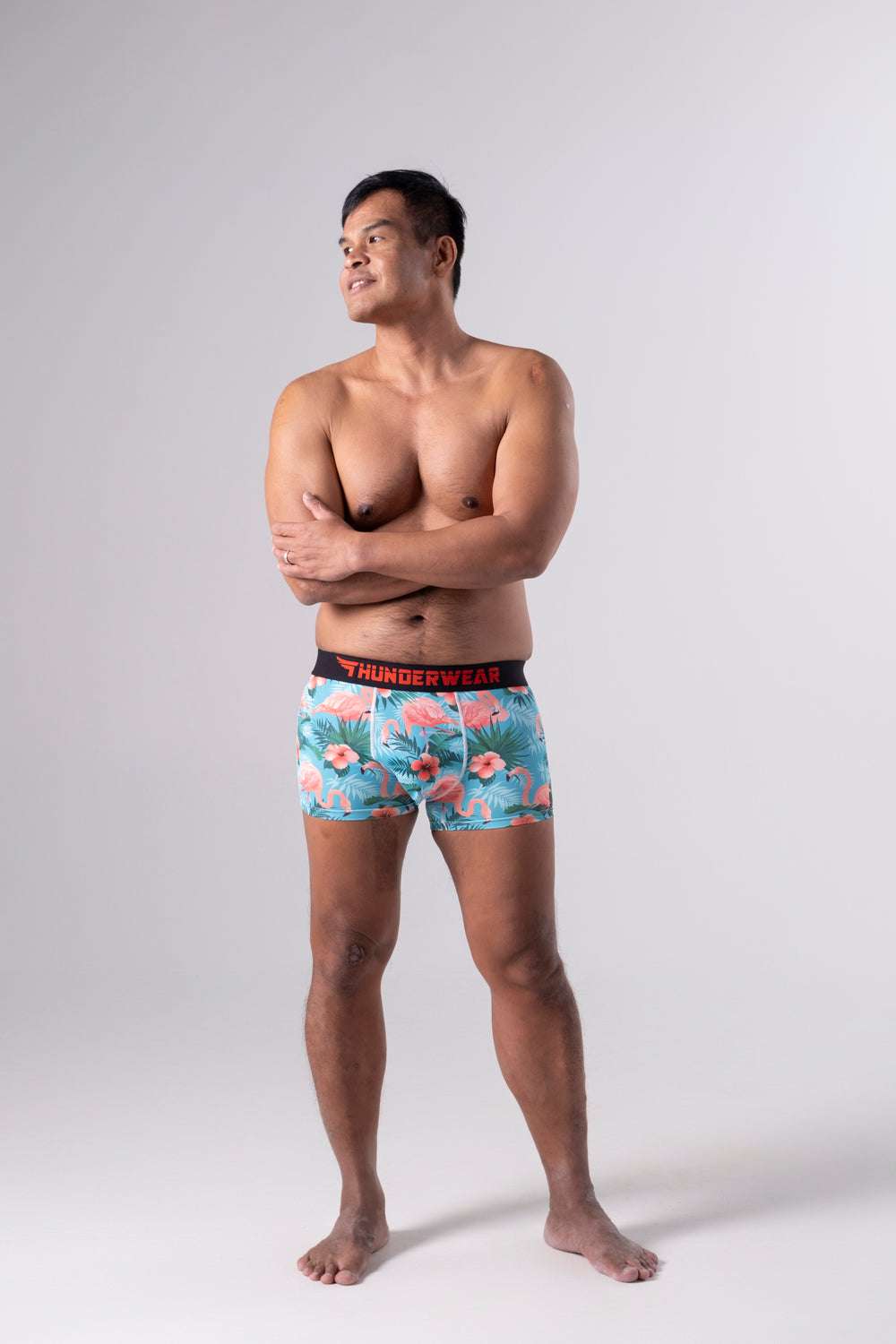 Thunderwear Peacocking Flamingos Men's Boxers Briefs - Supporting Eve Lingerie