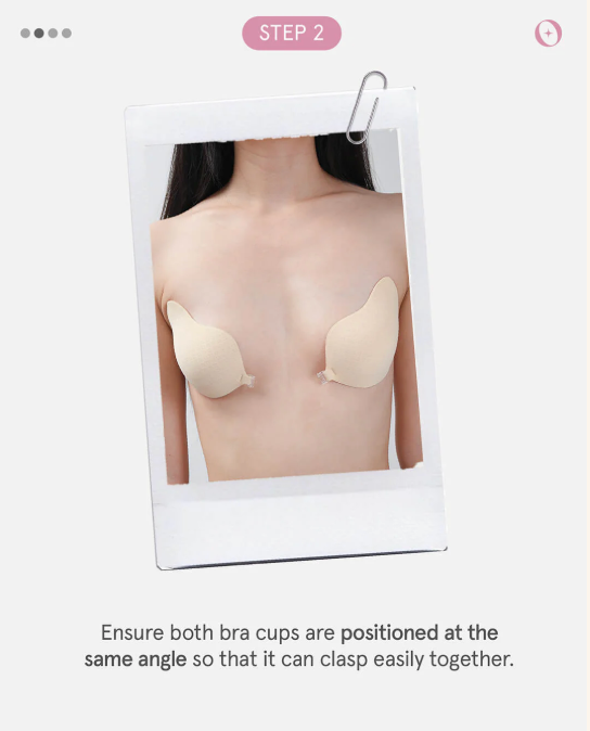 Instructions on how to wear a strapless bra with text overlay on a white background