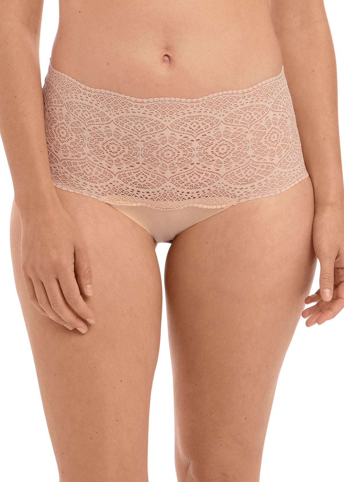 Fantasie Lace Ease Invisible Stretch Full Brief in multiple colors including Natural Beige, Black, Blush, White, and Navy, showcasing comfort and style with super stretch lace for everyday wear.
