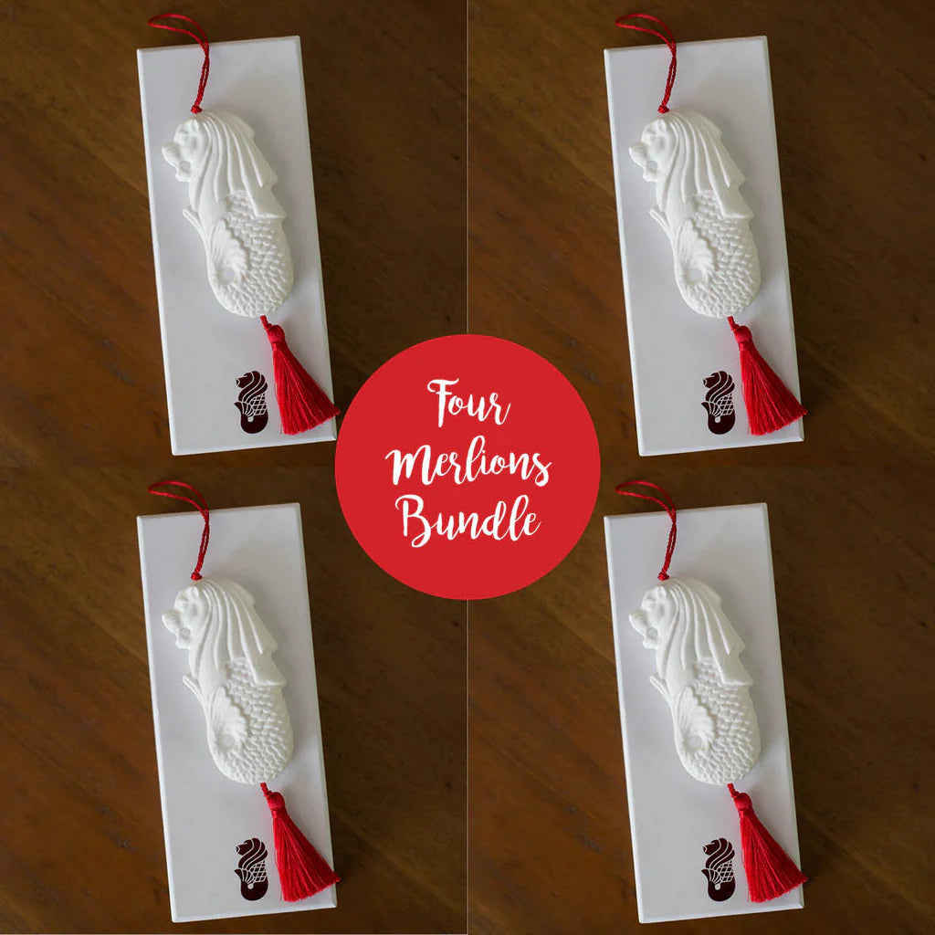 Christmas Merlion Ornament - 4 Merlions with Gift boxes Bundle Deal - Supporting Eve Lingerie
