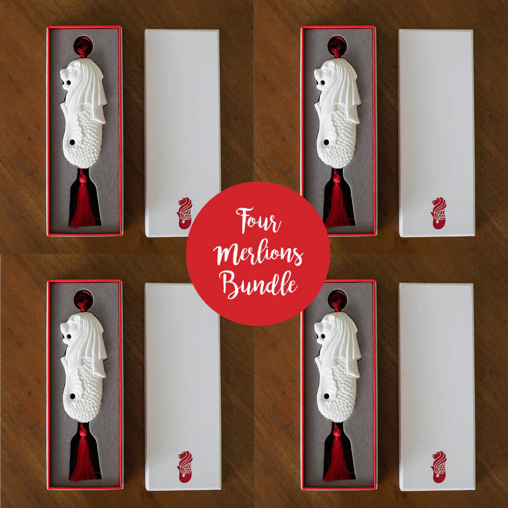 Christmas Merlion Ornament - 4 Merlions with Gift boxes Bundle Deal - Supporting Eve Lingerie
