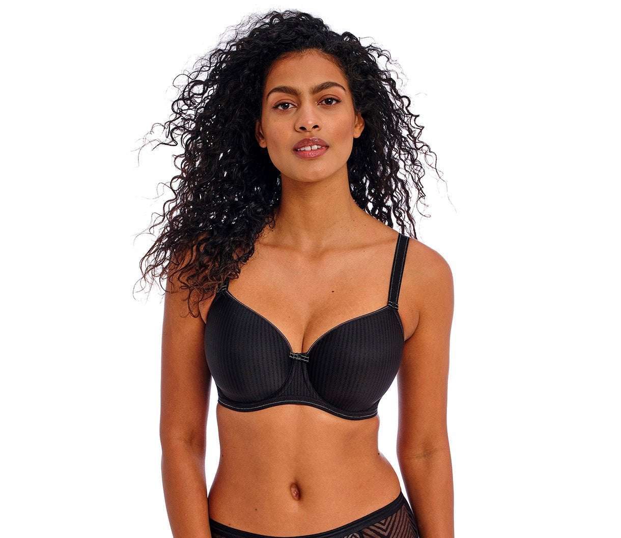 Freya Idol Underwire Moulded Balcony T-shirt Bra - Black - Supporting Eve Lingerie