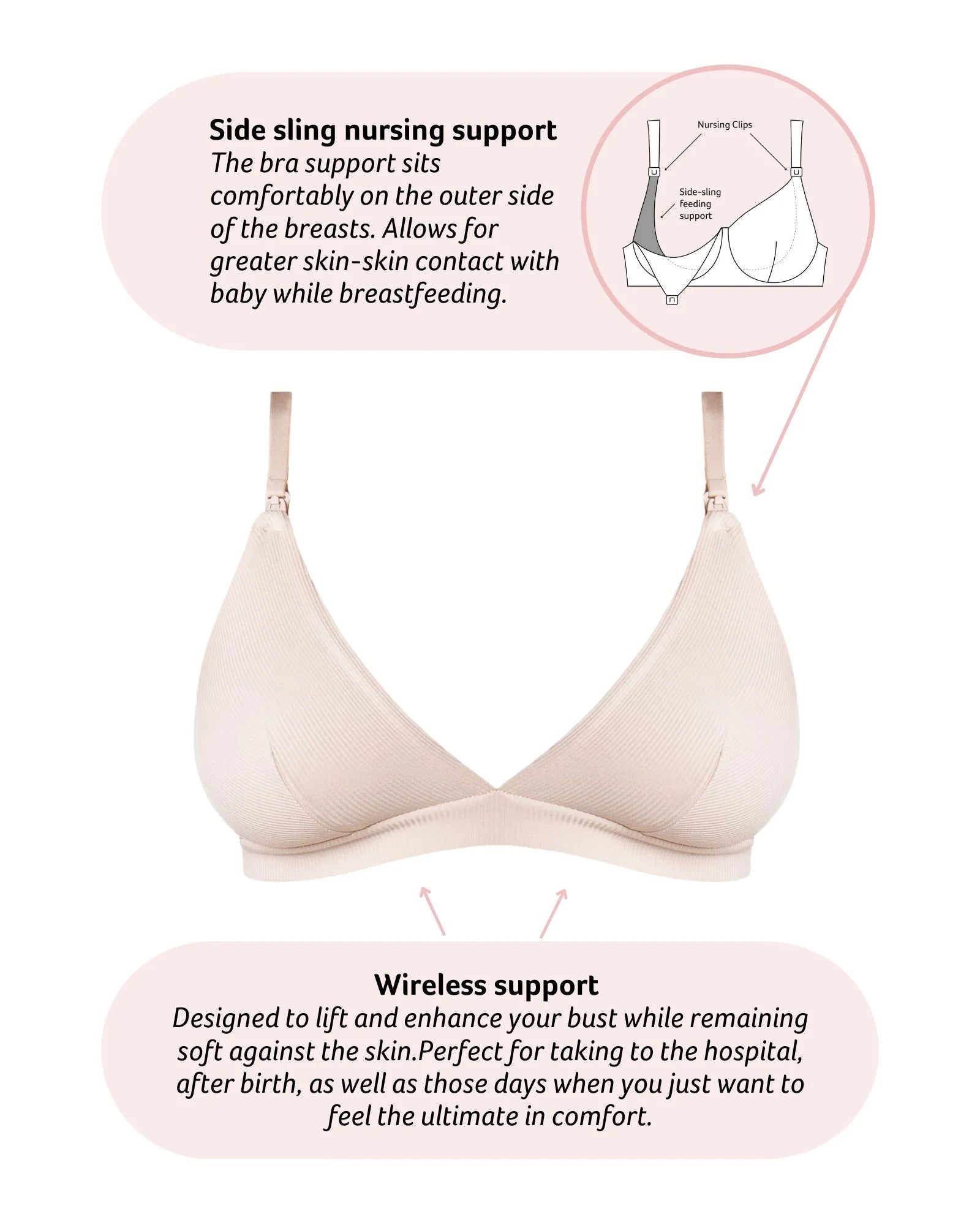 Hotmilk Solace Triangle Nursing Bra - Non Wired Oat - Supporting Eve Lingerie