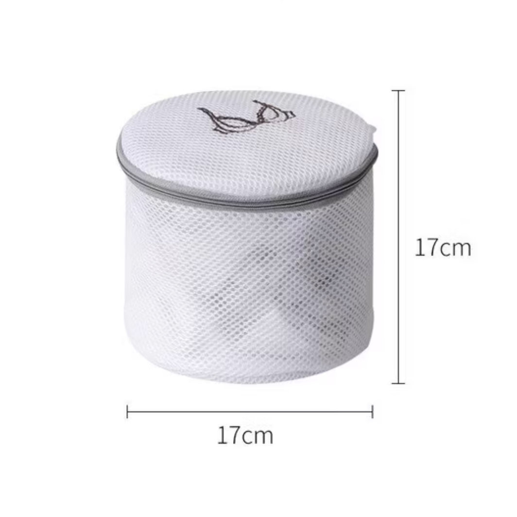 White bra bag with dimensions on a white background
