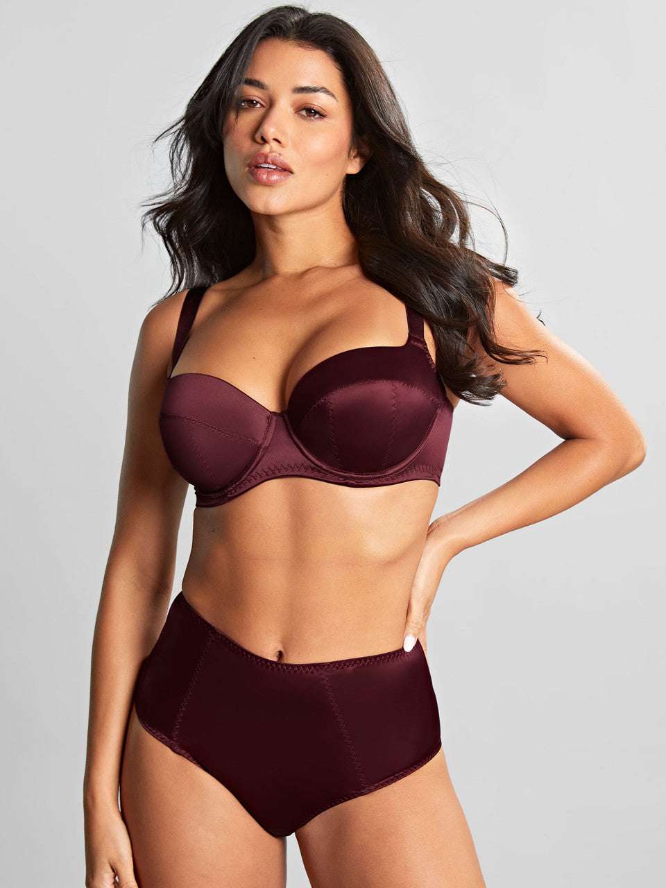 Panache Grace Brief with Removable Suspenders - Bordeaux - Supporting Eve Lingerie