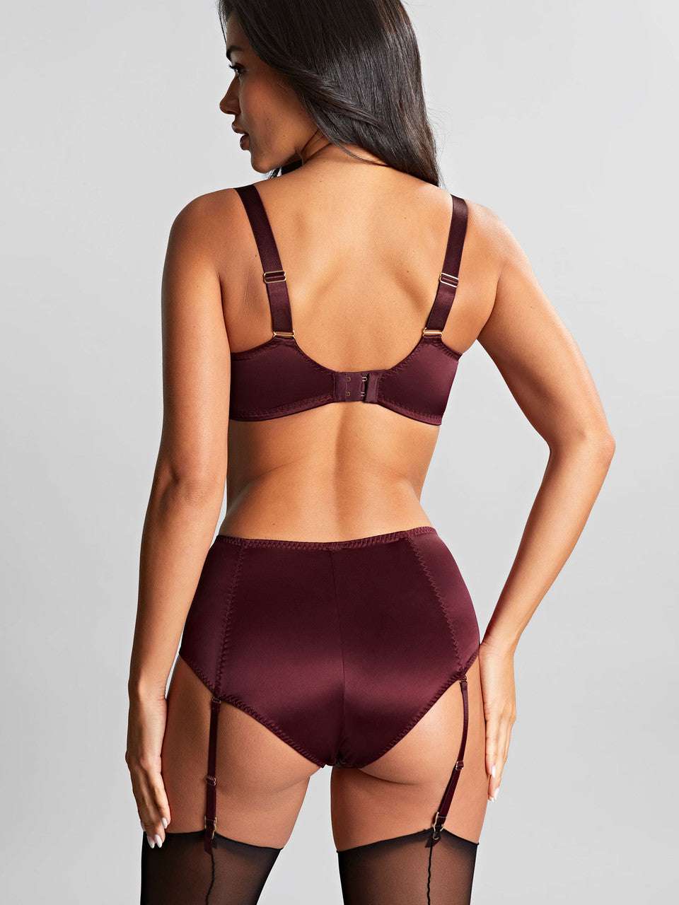 Panache Grace Brief with Removable Suspenders - Bordeaux - Supporting Eve Lingerie