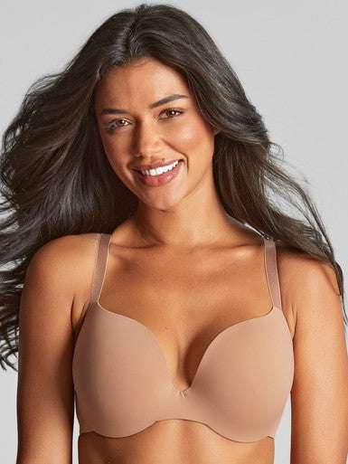 Panache 365 Moulded Plunge Bra with Adjustable Cross back Straps - Honey - Supporting Eve Lingerie