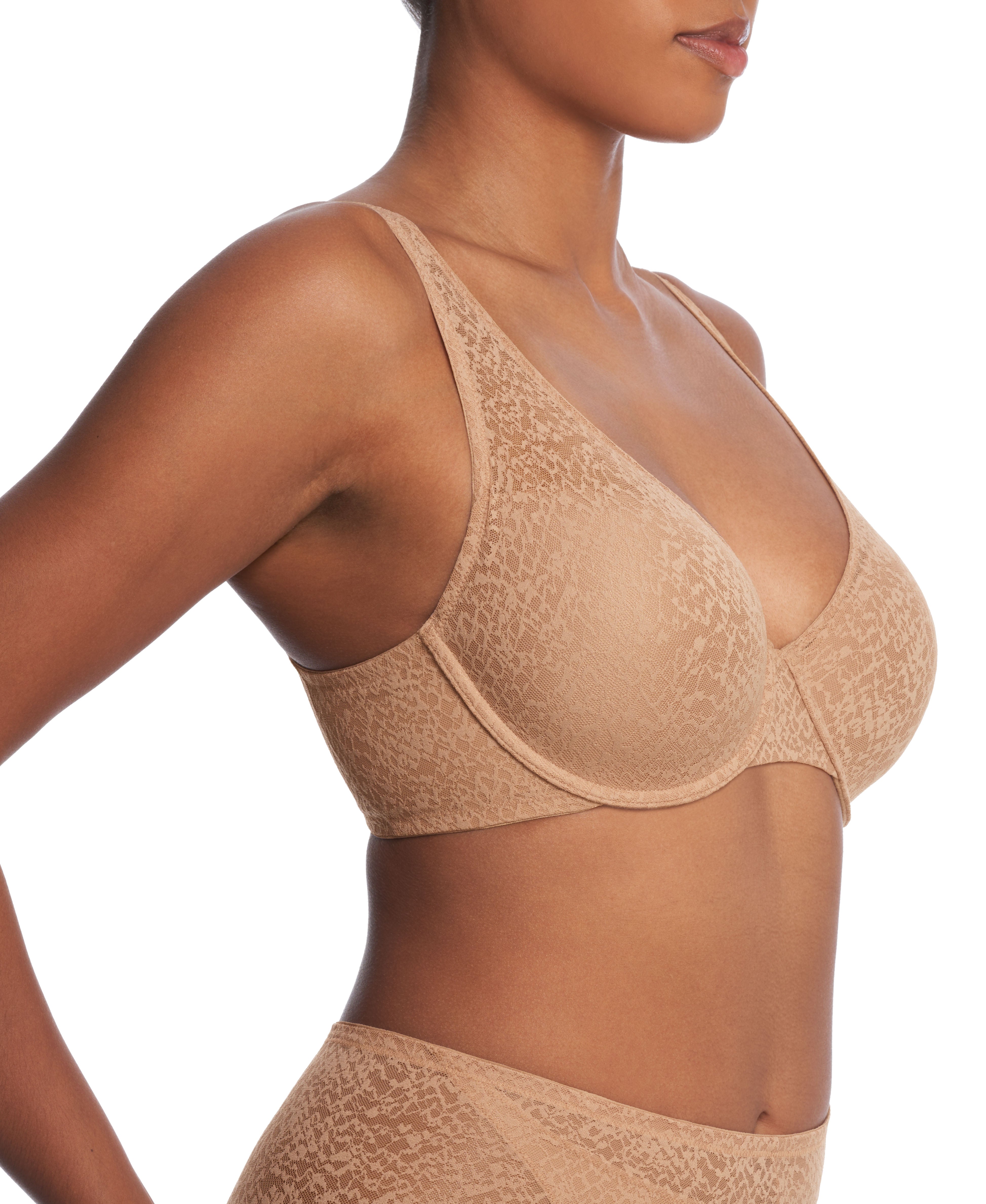 Natori Pretty Smooth Full Fit Smoothing Contour Plunge Bra - Nude - Supporting Eve Lingerie