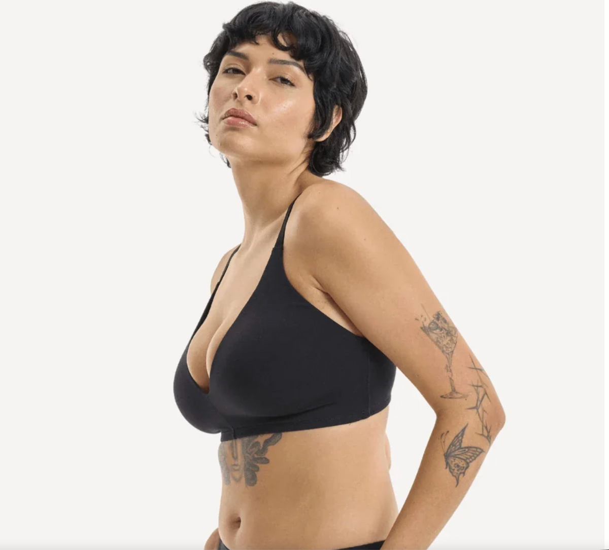 Nala Padded Wirefree Bralette - Better Than Cotton Bra - Black - 10C (Sample) - Supporting Eve Lingerie