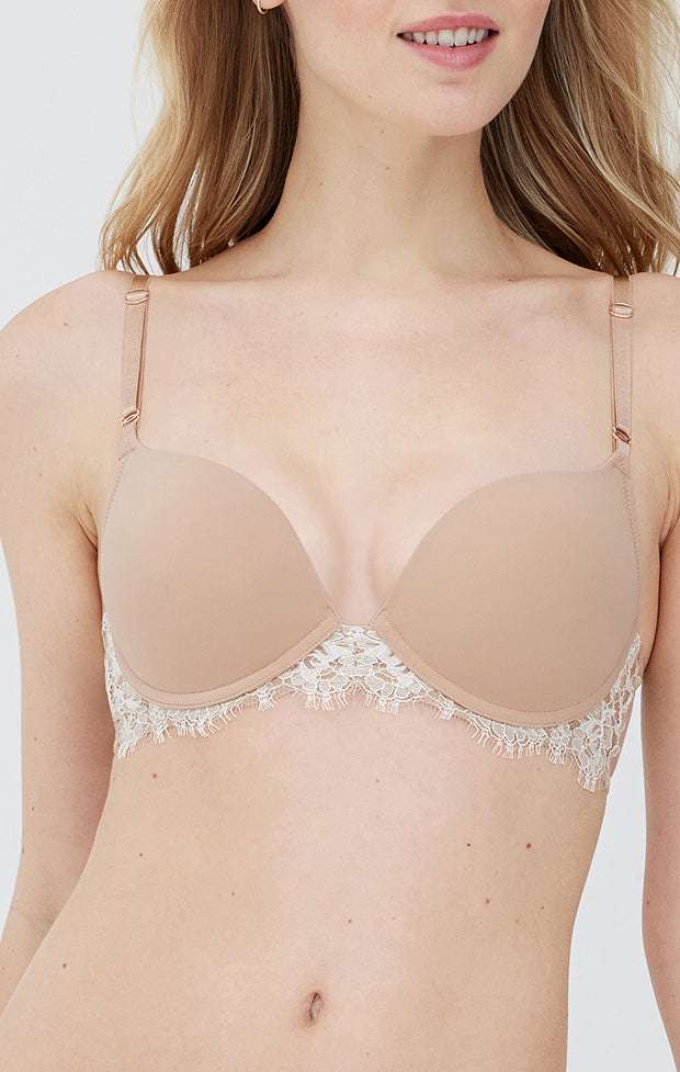Skarlett Blue Entice Lace Push-Up T-Shirt Bra Nude - Supporting Eve Lingerie