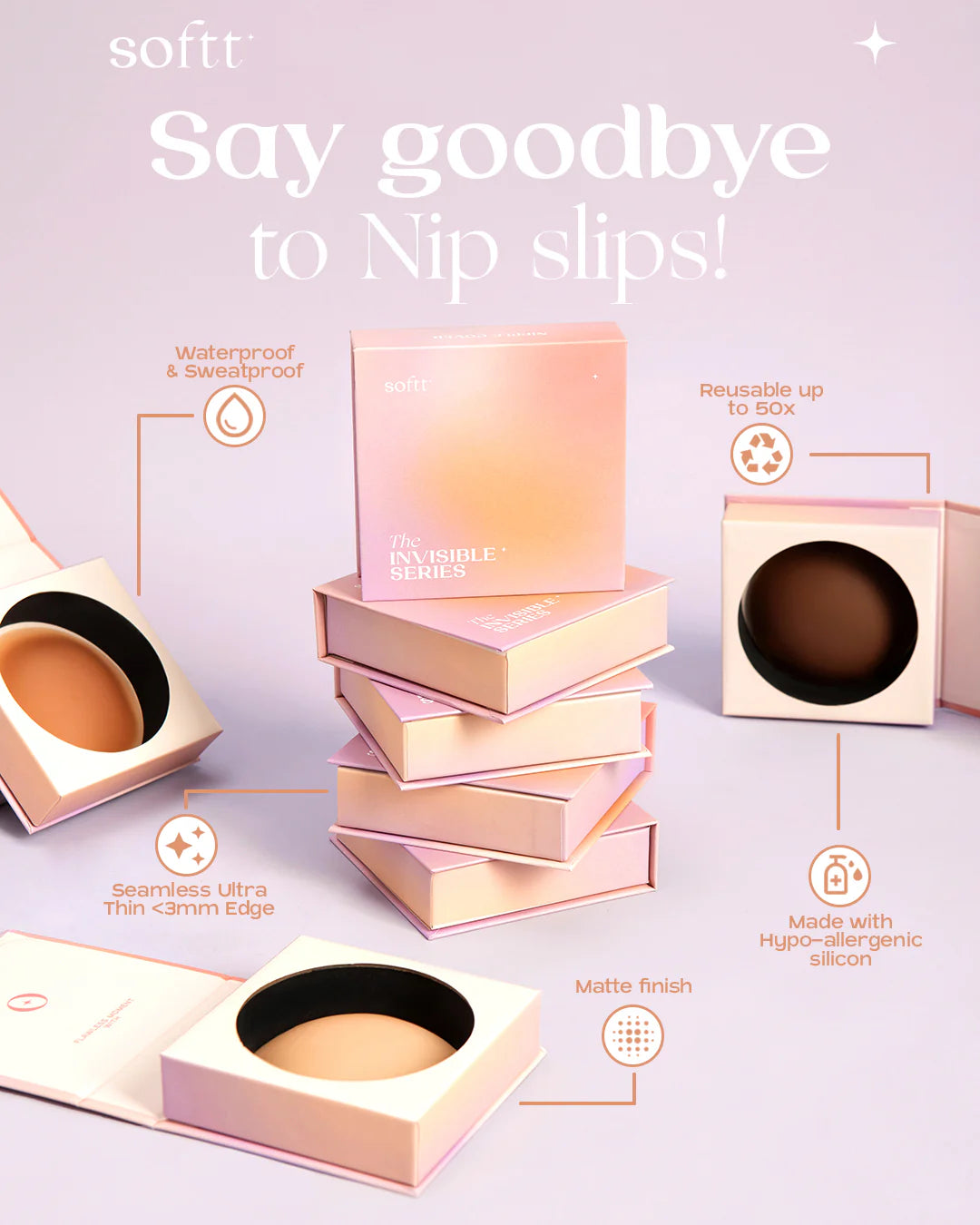 Softt Nipple Cover seamless design for complete invisibility under clothing.