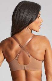 Panache 365 Moulded Plunge Bra with Adjustable Cross back Straps - Honey - Supporting Eve Lingerie