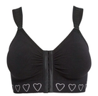 Black bra with heart patterns on a white background