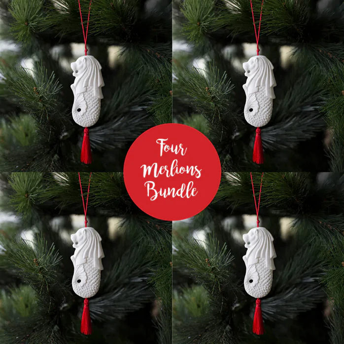 Christmas Merlion Ornament - 4 Merlions with Gift boxes Bundle Deal - Supporting Eve Lingerie