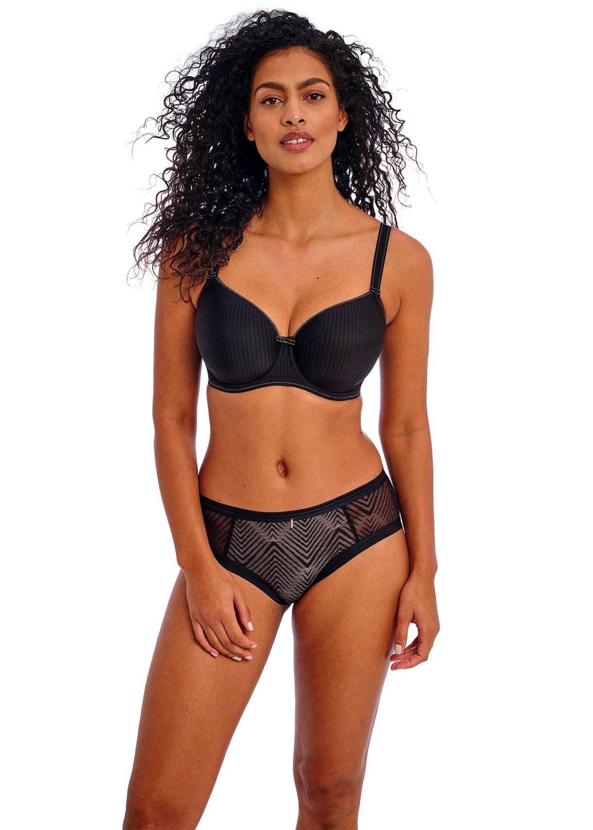 Freya Idol Underwire Moulded Balcony T-shirt Bra - Black - Supporting Eve Lingerie