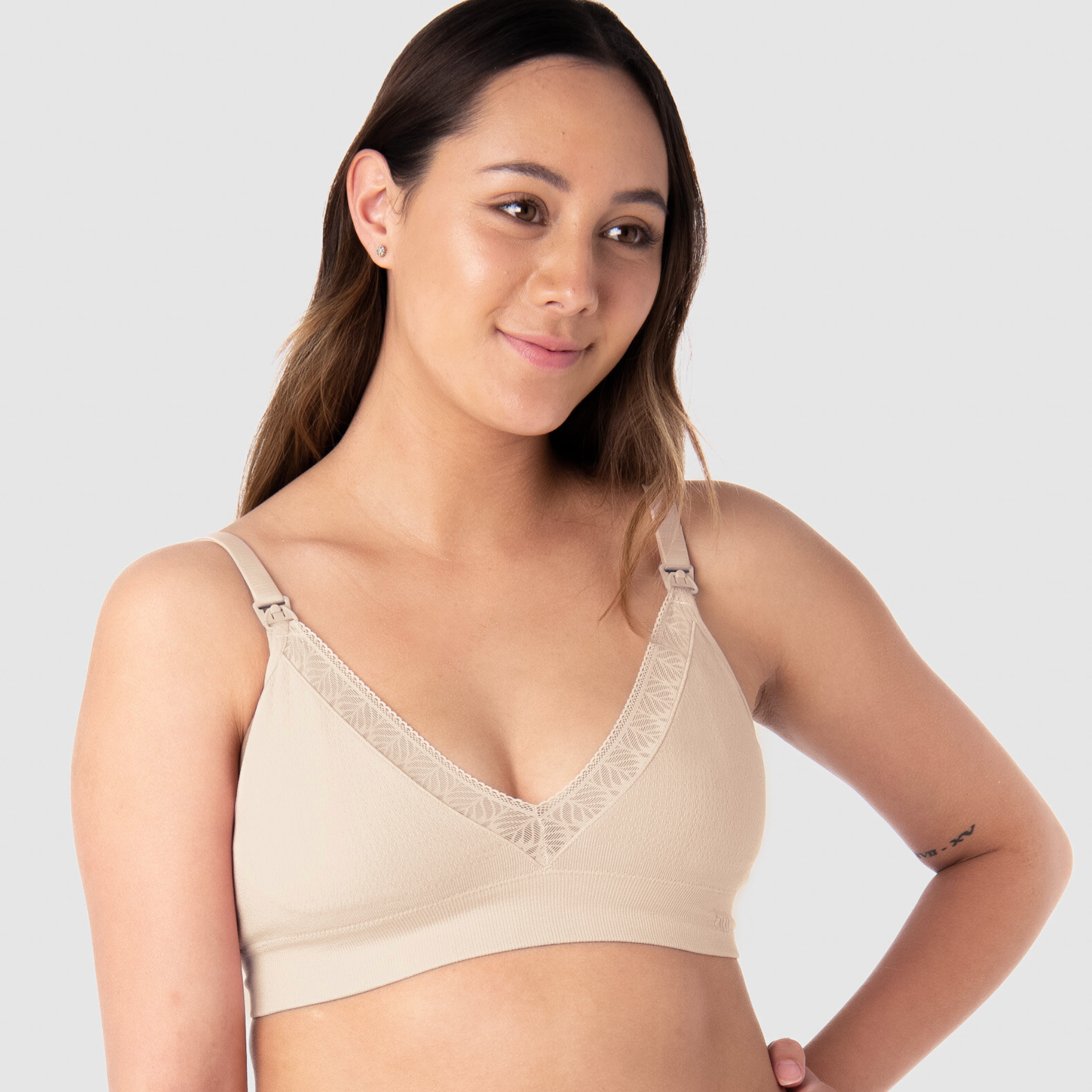 Hotmilk Caress Bamboo Nursing Bra - Non Wired Oat - Supporting Eve Lingerie