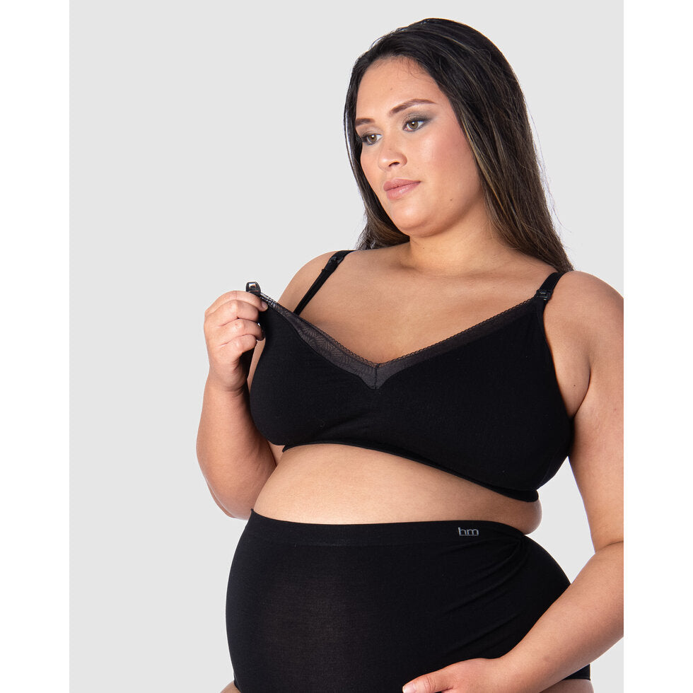 Hotmilk Caress Bamboo Non Wired Nursing Bra - Black - Arriving June 2026 - Supporting Eve Lingerie