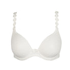 White bra with floral straps on a white background