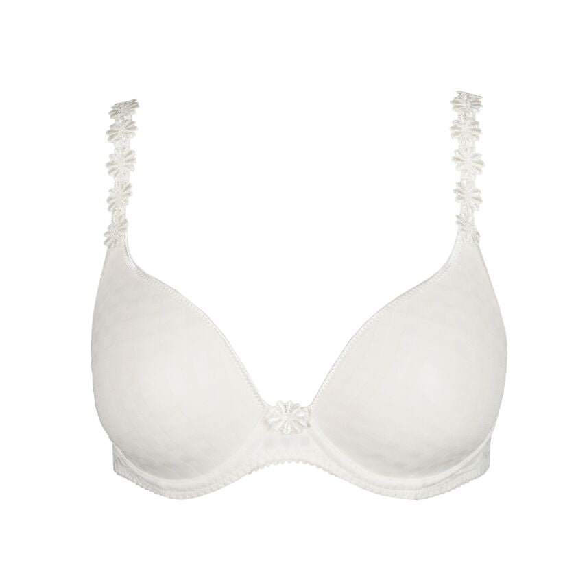 White bra with decorative straps on a white background