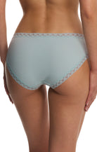 Light blue underwear with lace trim on a white background