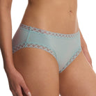 Light blue lace-trimmed underwear on a white background