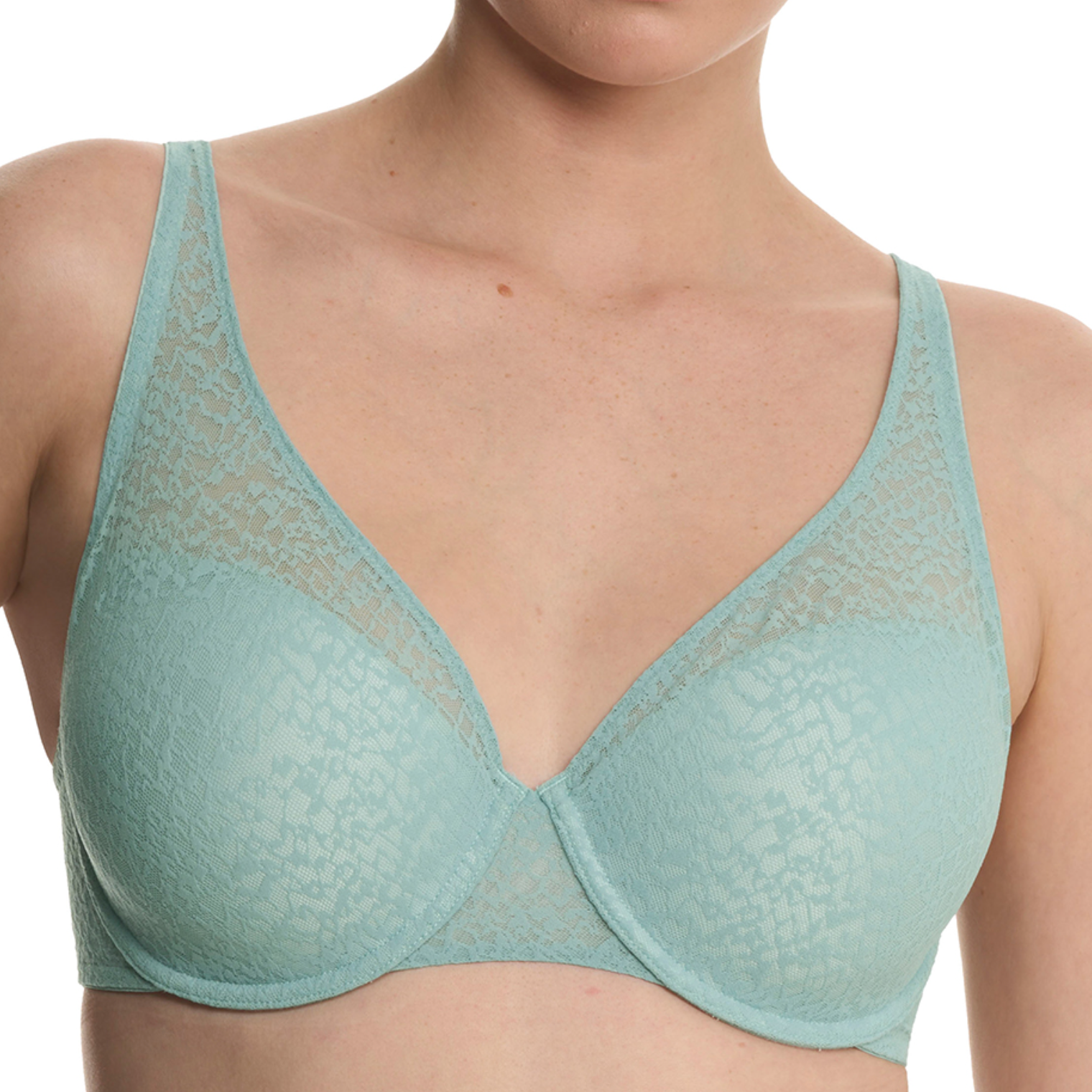 Natori Pretty Smooth Full Fit Smoothing Contour Plunge Bra - Blue Meadow - Supporting Eve Lingerie