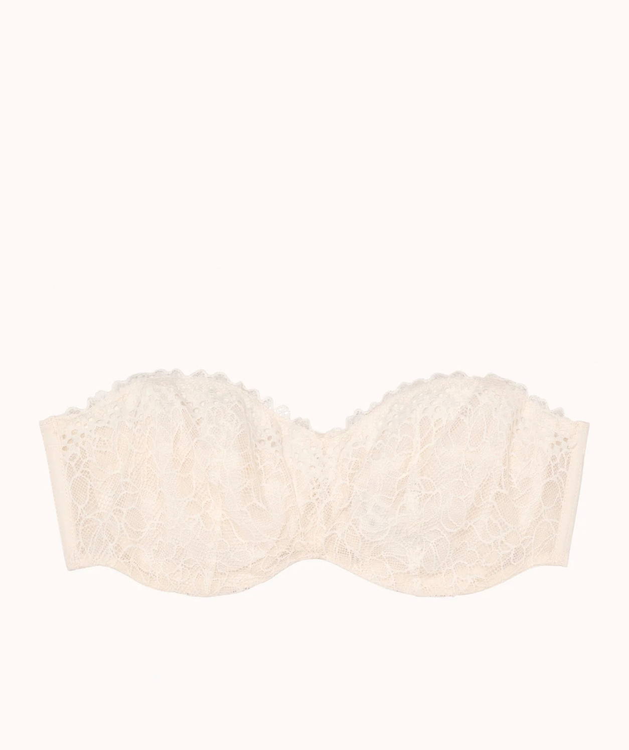 White lace strapless bra by Passionata on a white background