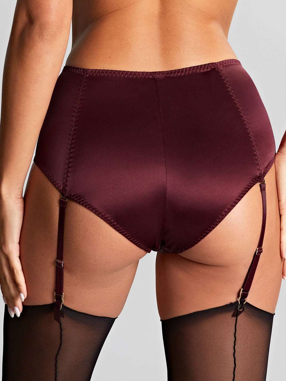 Panache Grace Brief with Removable Suspenders - Bordeaux - Supporting Eve Lingerie