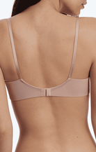 Close-up of Skarlett Blue Entice Balconette Bra in Rose Gold highlighting buttery soft back band and adjustable front straps.