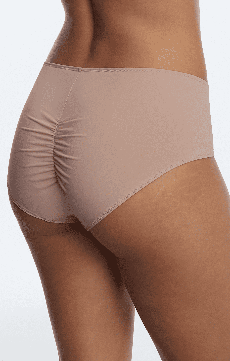 Model wearing Skarlett Blue Entice Brief - Rose Gold, demonstrating the elegant and sexy design perfect for everyday wear.