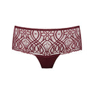 Maroon lace underwear on a white background